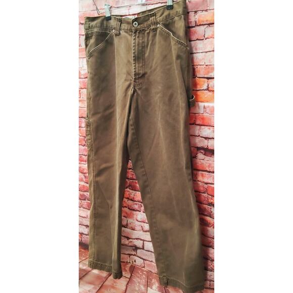 Old Navy Carpenter Jeans Mens 31x30 Brown Denim Relaxed Fit Workwear Pinstriped - Picture 7 of 11